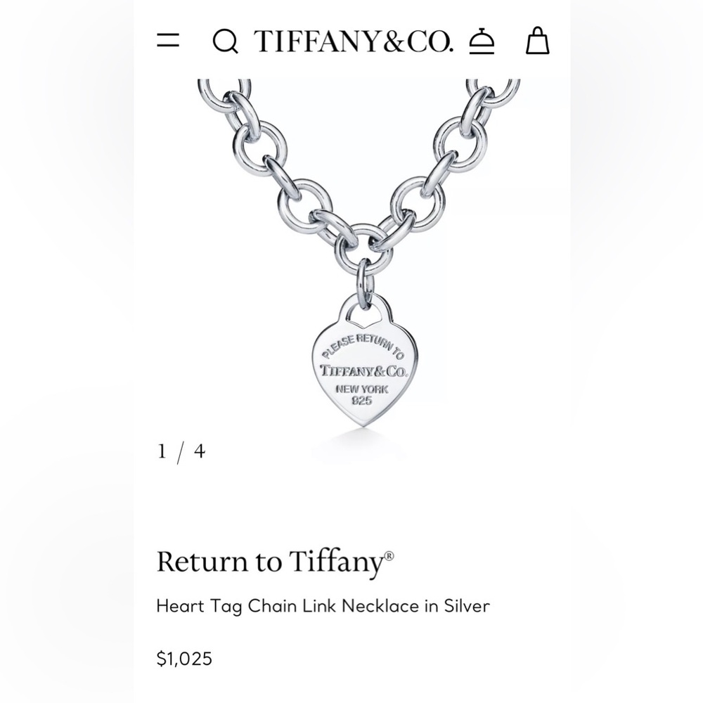 Tiffany & Co. Silver Chunky Heart Tag Link Necklace - Picture 2 of 4